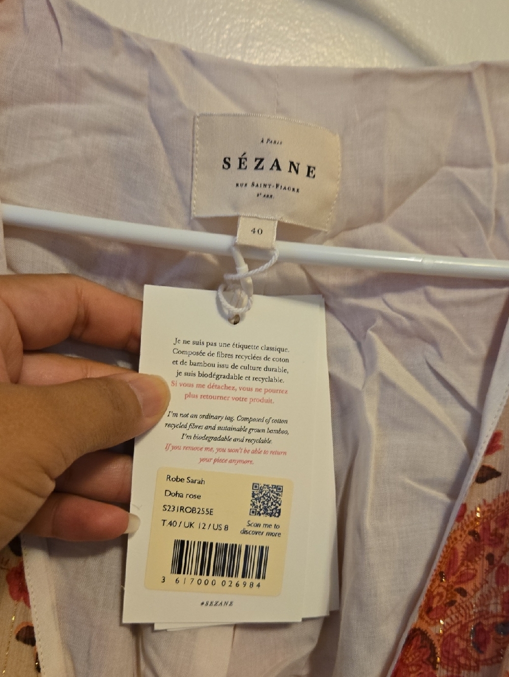 Sezane Sarah Pink Floral Midi Wrap Dress - Picture 11 of 15